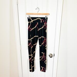 Daniela Corte Black Chain Snake Silk Legging Pants Size Small